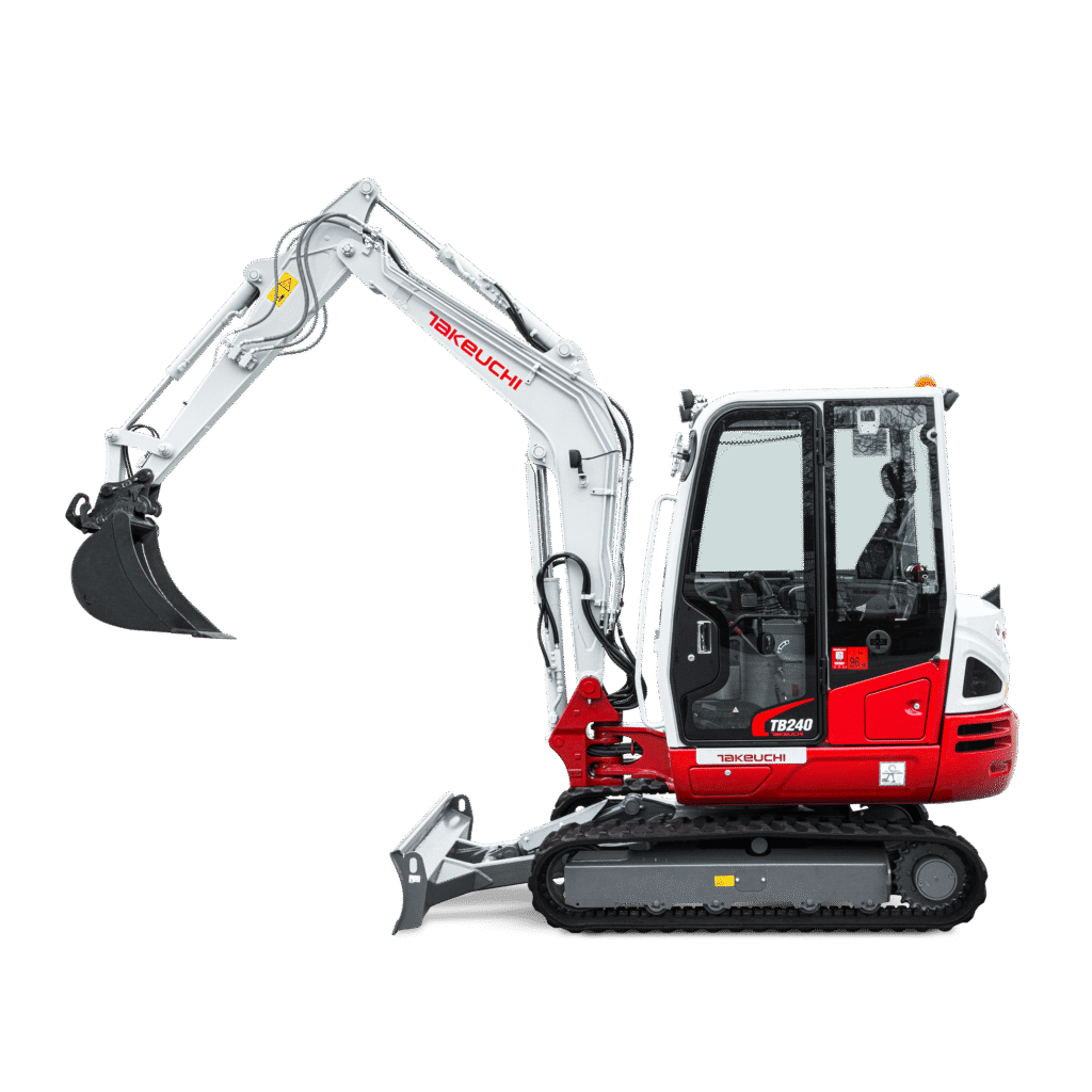 Pelle Takeuchi TB240 isolée vue de côté gauche