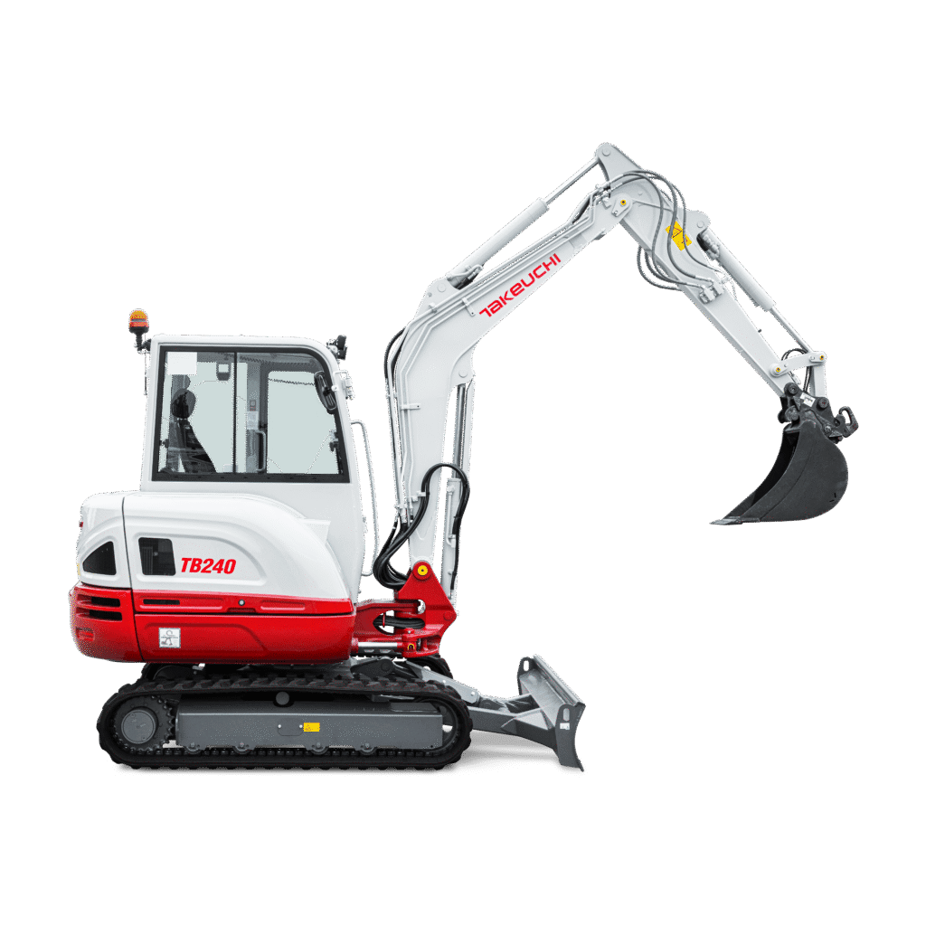 Pelle Takeuchi TB240 isolée vue de côté droit