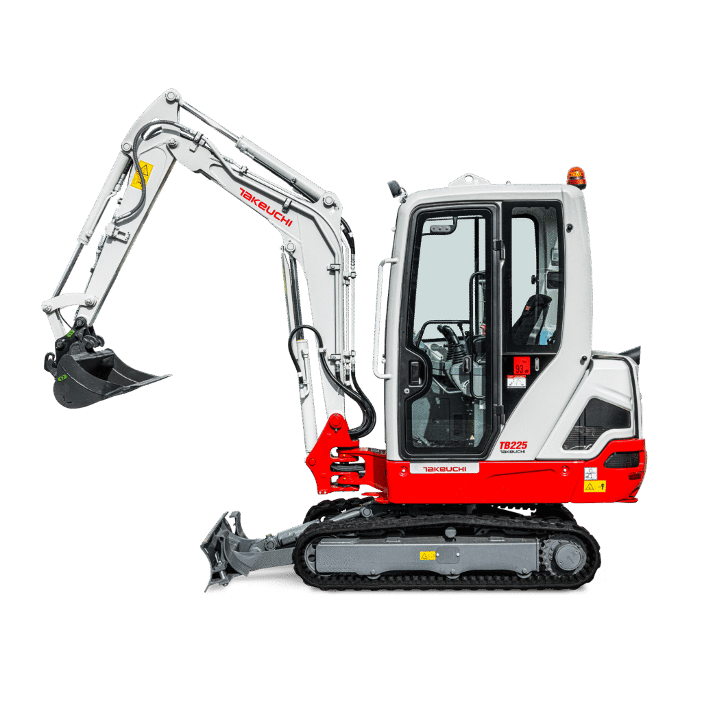 zijaanzicht van van een takeuchi tb225