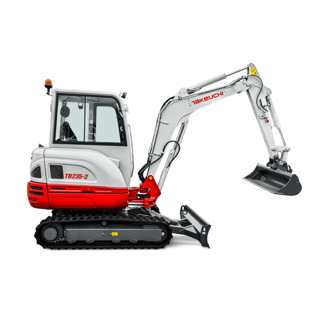 Vue latérale isolée de la Takeuchi TB235-2