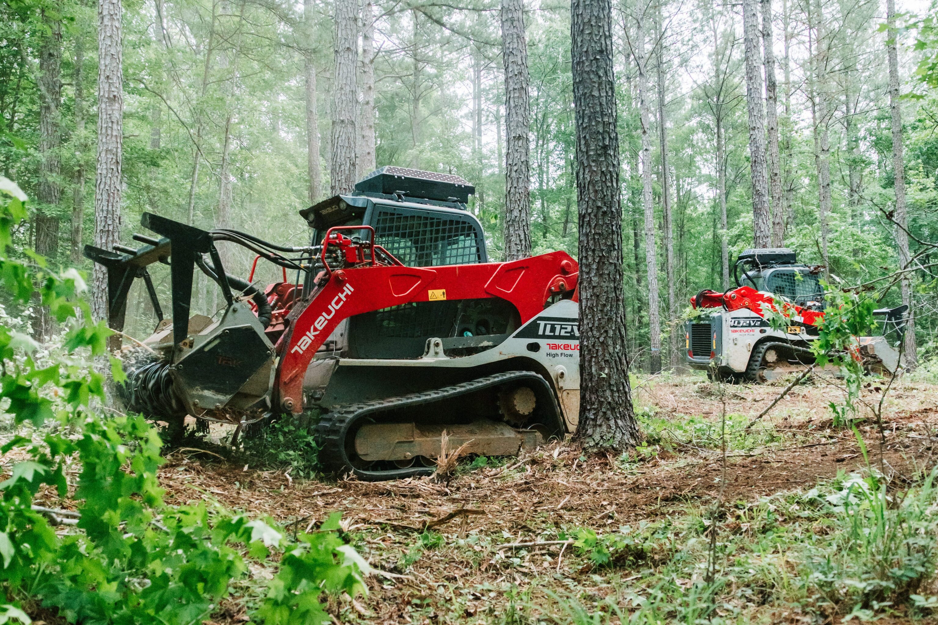 Chargeuse compacte Takeuchi TL12V2 en forêt