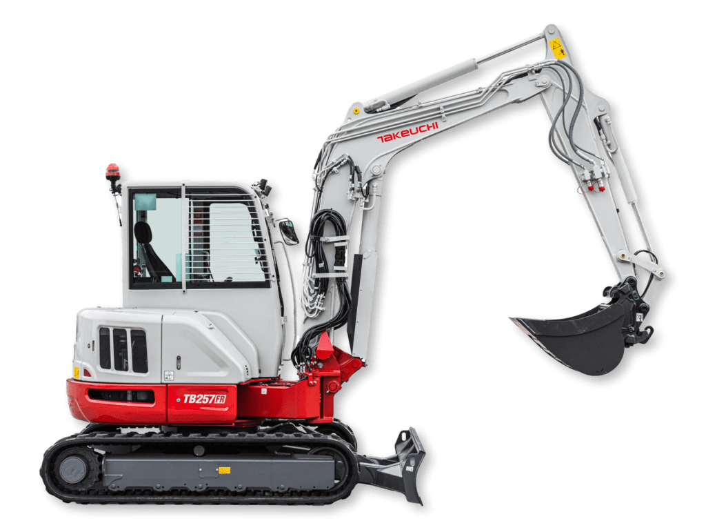 Pelle Takeuchi TB257FR vue isolée côté droit