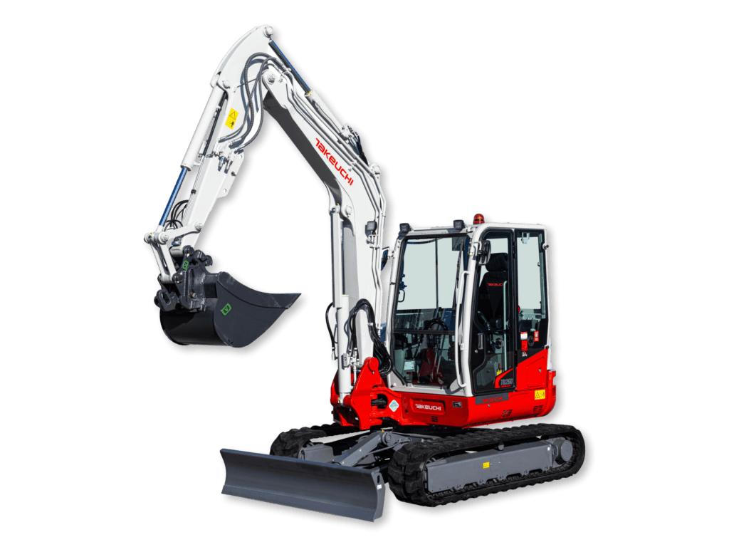 Pelle Takeuchi TB260 détourée de trois-quarts face