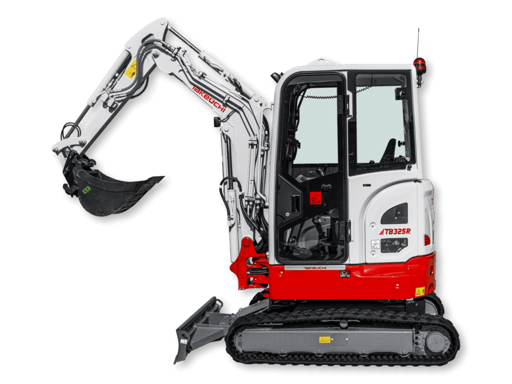 Minipelle Takeuchi TB325R de profil